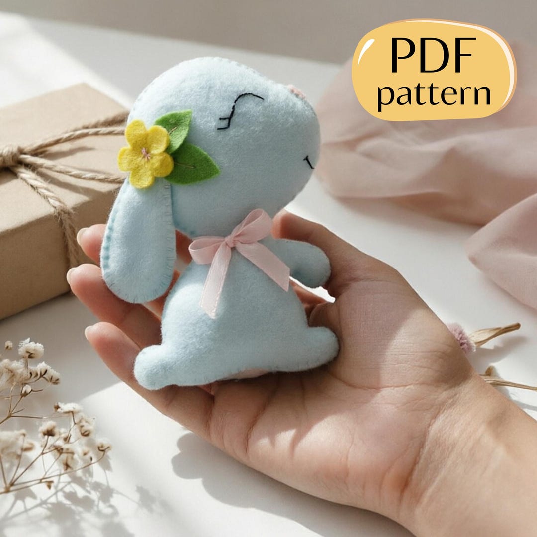 Easter Bunny Sewing Pattern PDF: Felt Hand Sewn Ornament Template, Easy ...