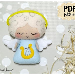 Christmas angel Pattern PDF - Felt ornament sewing Tutorial - Baby Angel DIY step by step easy Pattern - Felt Crafts lessons