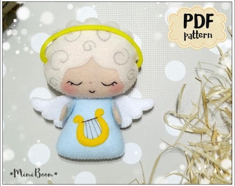 Modello di cucito per un angelo di Natale in feltro: tutorial fai da te facile (download PDF)