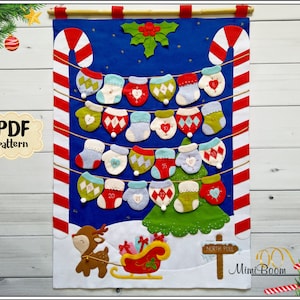 Felt Advent calendar pattern Christmas calendar pattern Christmas Countdown pattern DIY Christmas ornaments felt Advent pattern