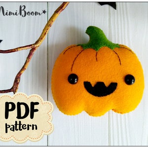 Halloween ornaments DIY Pumpkin ornament felt Halloween DIY plushies Halloween pattern pumpkin Halloween craft Felt sewing Halloween