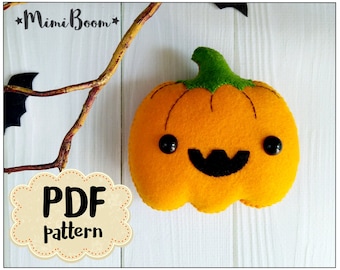 Halloween ornaments DIY Pumpkin ornament felt Halloween DIY plushies Halloween pattern pumpkin Halloween craft Felt sewing Halloween