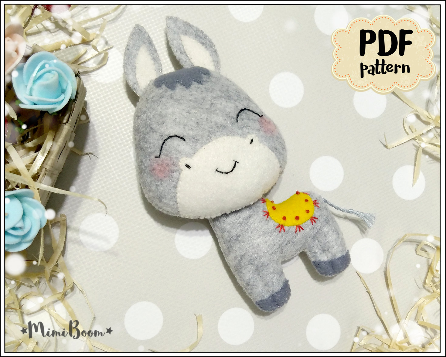 Felt Pattern Donkey Easy PDF Pattern Donkey Sewing Pattern Etsy UK