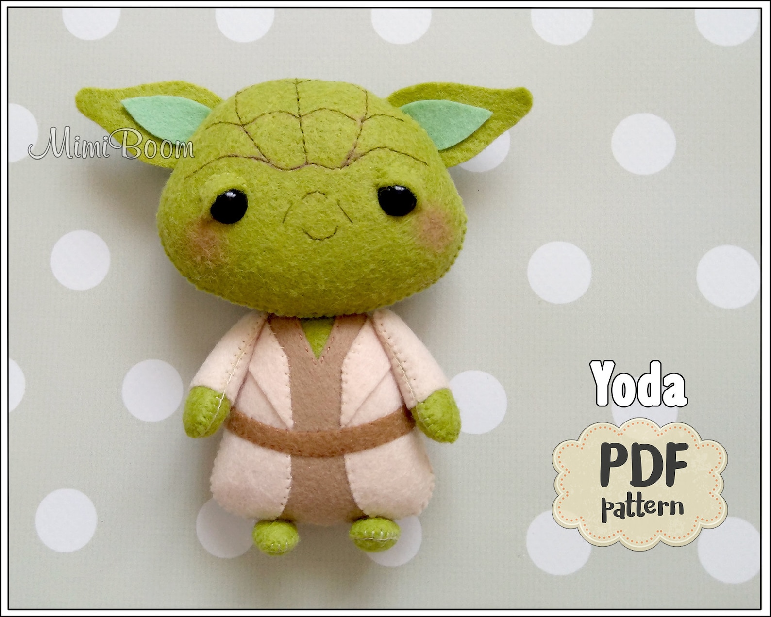 Cute Yoda pattern felt Star Wars pattern Easy sewing pattern Etsy