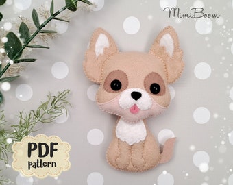 Filcowy wzór na szczeniaka chihuahua w formacie PDF: Szycie psa DIY - Ozdoba dla zwierząt
