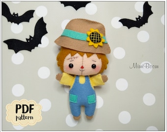 Felt Scarecrow Pattern Cute Halloween Ornament - Hand Sewing Tutorial, PDF Template, Fall Decor, DIY Decoration, Hand Sewn Gift, Craft Guide