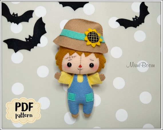 Scarecrow pattern felt Halloween doll pattern Scarecrow doll pattern Scarecrow ornament felt Halloween Scarecrow Easy pattern PDF felt