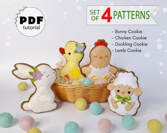 Felt pattern Easter ornaments patterns felt Easter pattern PDF Sewing pattern Easter plushie DIY Easter decor Sewing  tutorial