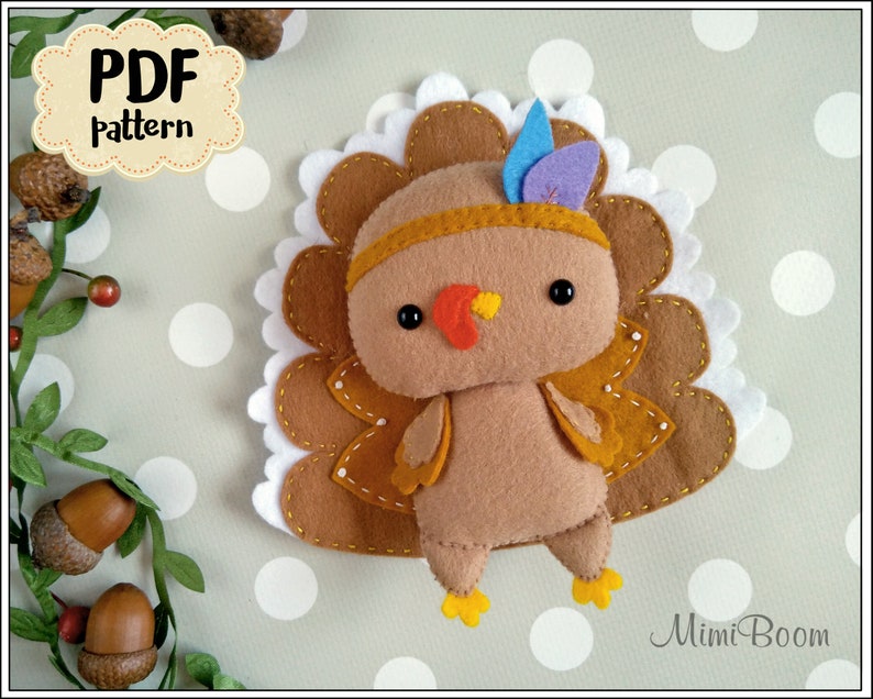 Turkey Pattern Felt Thanksgiving Turkey PDF Pattern - Etsy