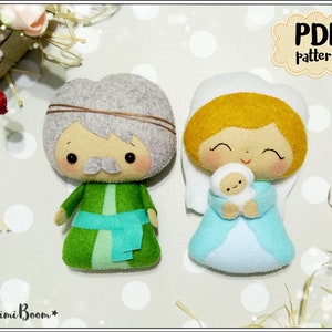 Nativity pattern felt Mary and Joseph pattern Nativity scene pattern PDF Christmas ornament pattern Felt doll patterns Easy sewing pattern