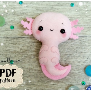 Felt axolotl pattern PDF Ocean pattern felt Cute pattern axolotl Easy pattern plushie Sewing pattern axolotl plushie pattern Kawaii axolotl