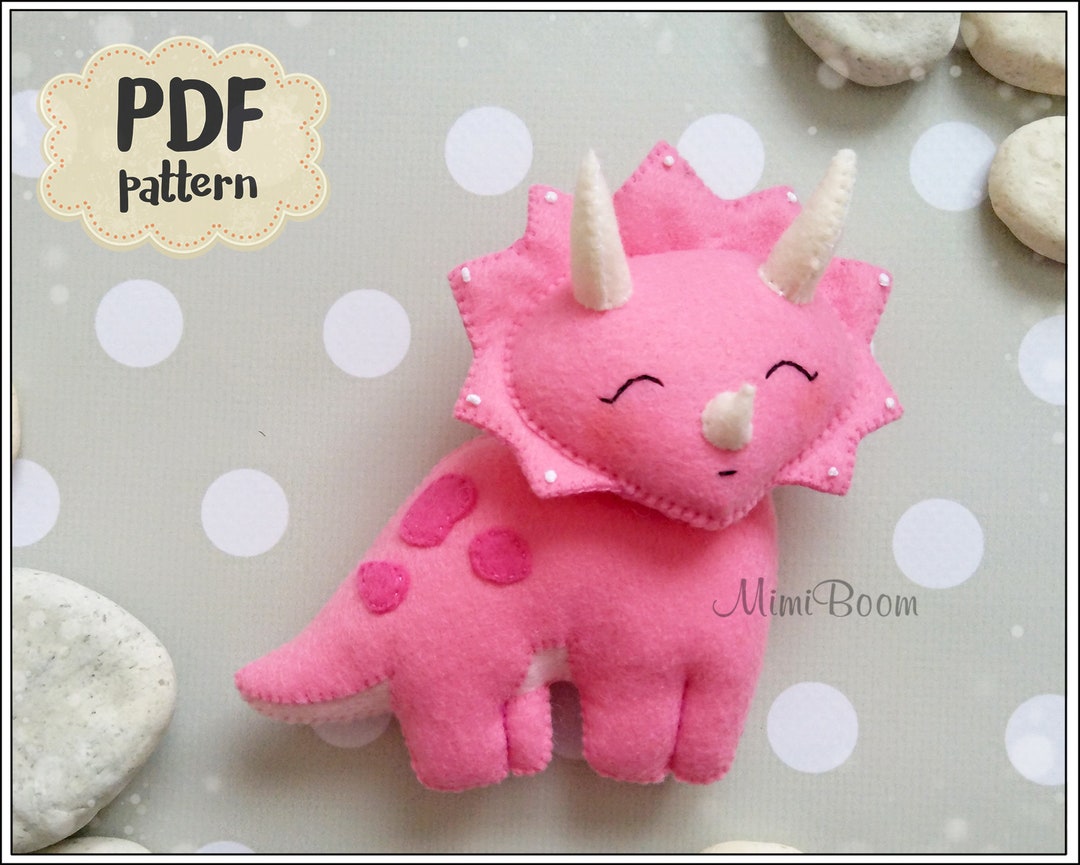 Felt Pattern Dinosaur Easy PDF Pattern Dinosaur Felt Sewing Pattern