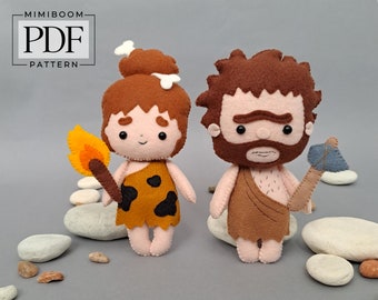 Neanderthal pattern PDF Neanderthal toy pattern Felt sewing pattern Sewing with kids Cute Neanderthal doll DIY