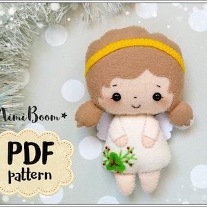 Christmas angel felt ornament Christmas pattern felt Angel pattern PDF Christmas ornaments felt pattern Angel sewing tutorial Christmas