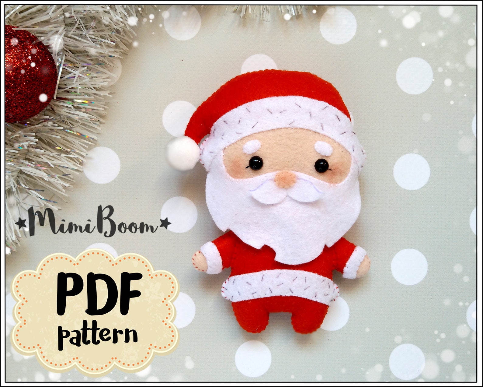 Christmas pattern felt Santa Claus pattern PDF Christmas | Etsy