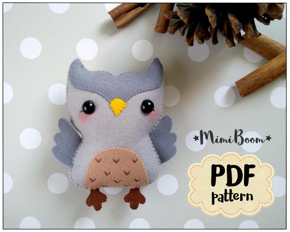 Felt owl pattern PDF owl tutoriall felt ornament owl sewing | Etsy