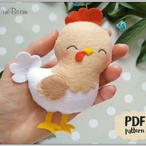 Felt hen pattern Felt sewing pattern hen PDF tutorial DIY hen plushie pattern Hen sewing pattern Farm ornaments pattern Farm animals pattern