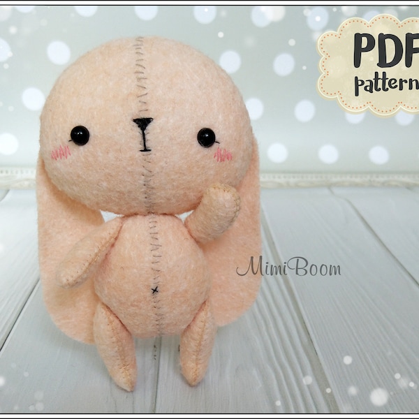 Cute little bunny pattern Teddy pattern felt Bunny pattern PDF Teddy bunny sewing pattern Felt animals Pocket toy pattern Pocket animals