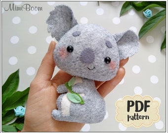 Felt koala pattern Felt sewing koala PDF tutorial DIY koala plushie tutorial Koala pdf sewing pattern DIY koala ornaments pattern felt