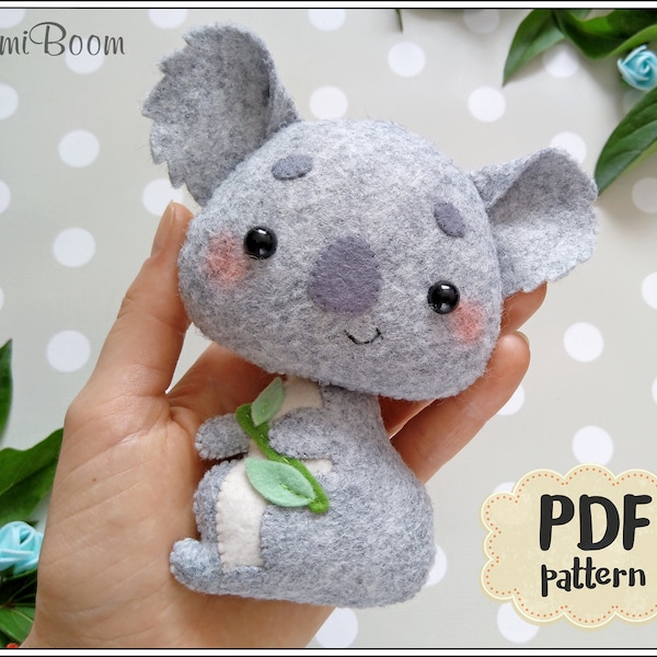 Felt koala pattern Felt sewing koala PDF tutorial DIY koala plushie tutorial Koala pdf sewing pattern DIY koala ornaments pattern felt