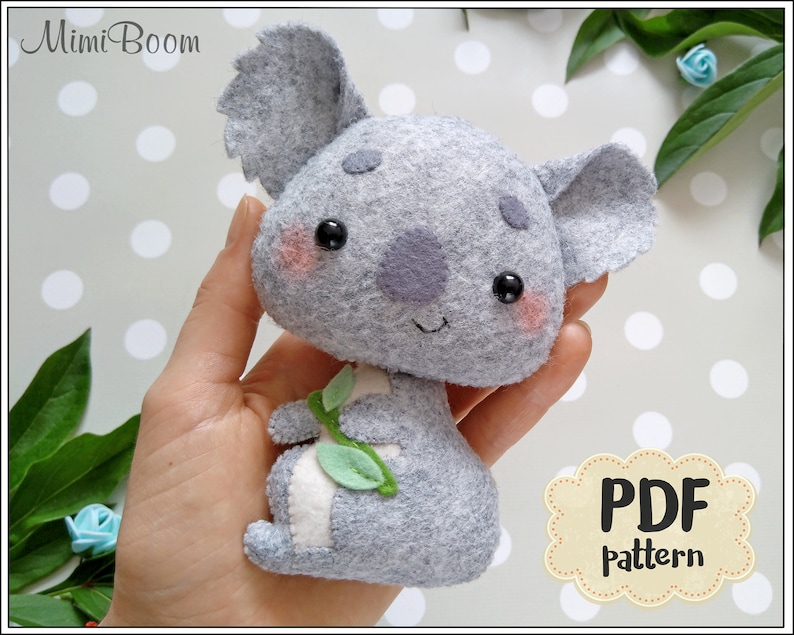 Felt Koala Pattern Felt Sewing Koala PDF Tutorial DIY Koala Etsy