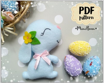 Easter bunny pattern Easter pattern felt ornament pattern Easter ornament Bunny pattern Rabbyt pattern Easy sewing pattern PDF