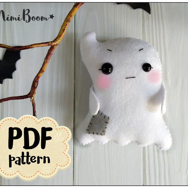 Halloween ghost pattern Halloween ornament tutorial Ghost Felt halloween pattern Ghost DIY ornament Halloween plushies Easy pattern Ghost