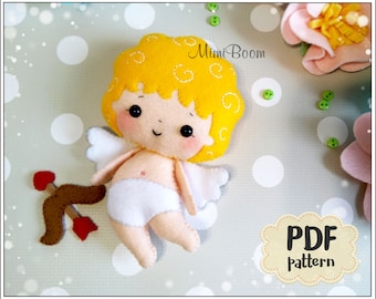 Cupid pattern Cute Valentines day pattern Angel pattern Valentines pattern felt Cupid Easy pattern Valentines ornament sewing PDF pattern