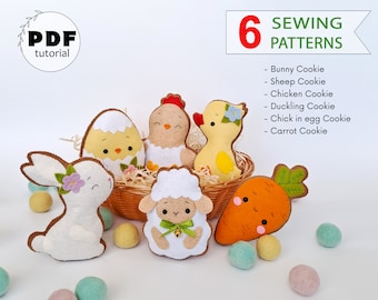 Felt pattern Easter ornaments patterns felt Easter pattern PDF Sewing pattern Easter plushie DIY Easter decor Sewing  tutorial