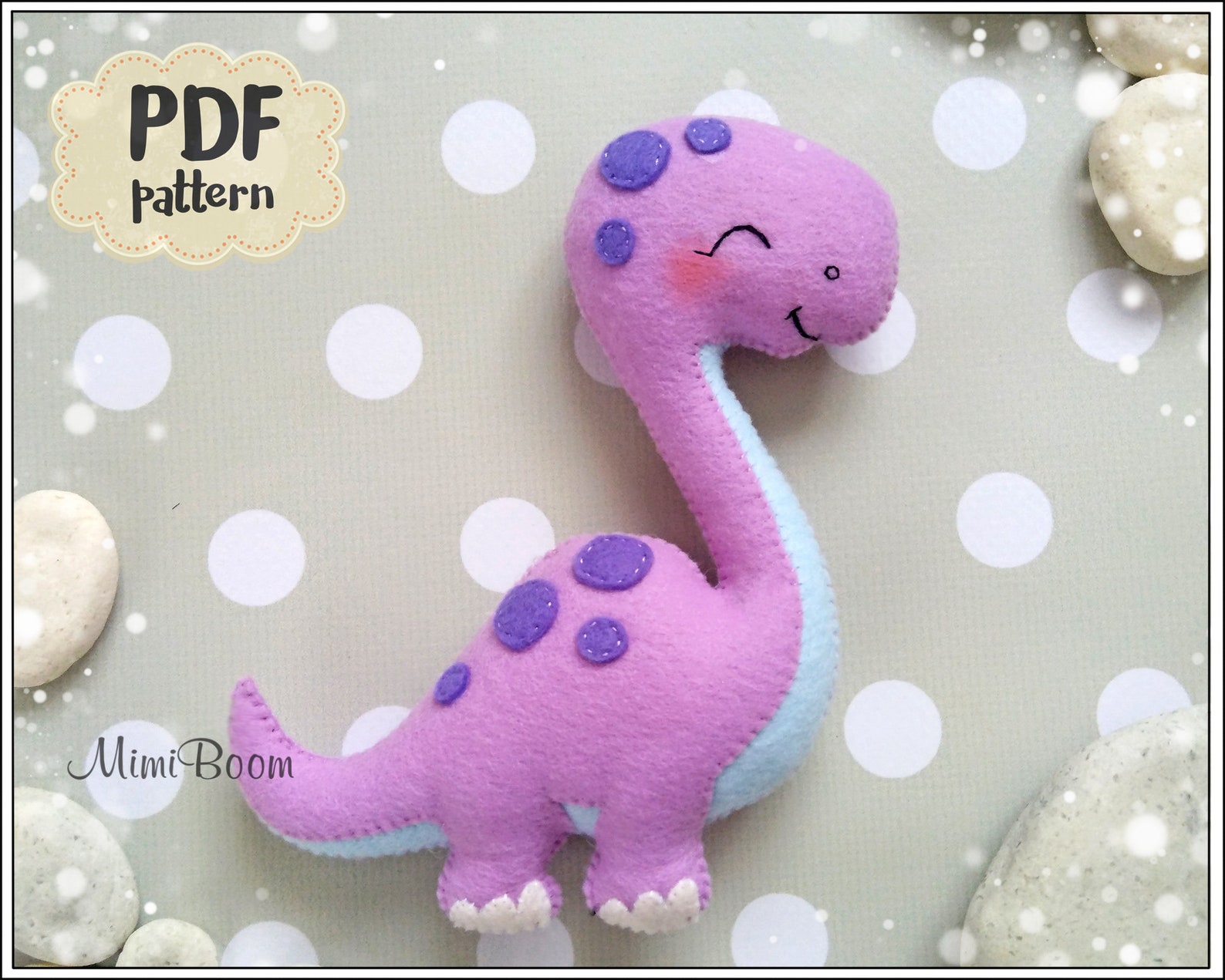 Felt Pattern Dinosaur Easy PDF Pattern Dinosaur Felt Sewing Pattern ...