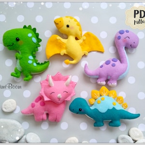 Felt pattern dinosaur Easy PDF pattern dinosaur felt Sewing pattern Dinosaurs felt pattern Cute dinosaur pattern DIY dinosaur ornament