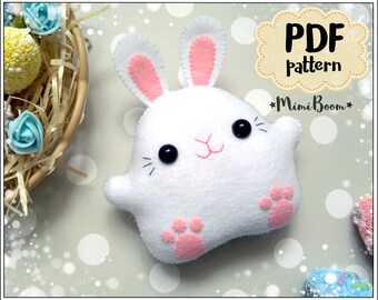 Kawaii Easter bunny pattern Marshmallow bunny pattern PDF Easter ornament sewing pattern Easter bunnies pattern Bunny pattern Rabbyt pattern