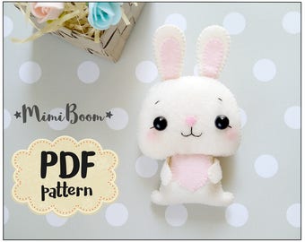 Bunny pattern felt Bunny PDF tutorial Plush sewing tutorial rabbit pattern felt DIY plushie sewing tutorial Rabbit felt ornament bunny