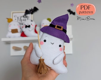 Padrão fofo de Halloween fantasma padrões de enfeites de Halloween Padrão de feltro para Halloween Padrão de feltro fácil Padrões de pelúcia de Halloween