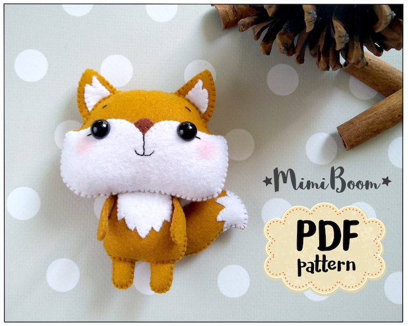 Fox pattern felt sewing Fox ornament DIY plush PDF pattern | Etsy