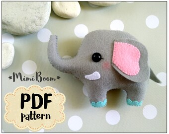 Felt pattern Elephant - PDF pattern Elephant - sewing pattern Elephant - Felt pattern Safari- Felt pattern animals - Elephant pattern felt