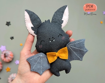 Padrão de feltro Padrão de enfeite fofo de Halloween em PDF Tutorial de costura de pelúcia de Halloween Artesanato fofo e assustador Download digital