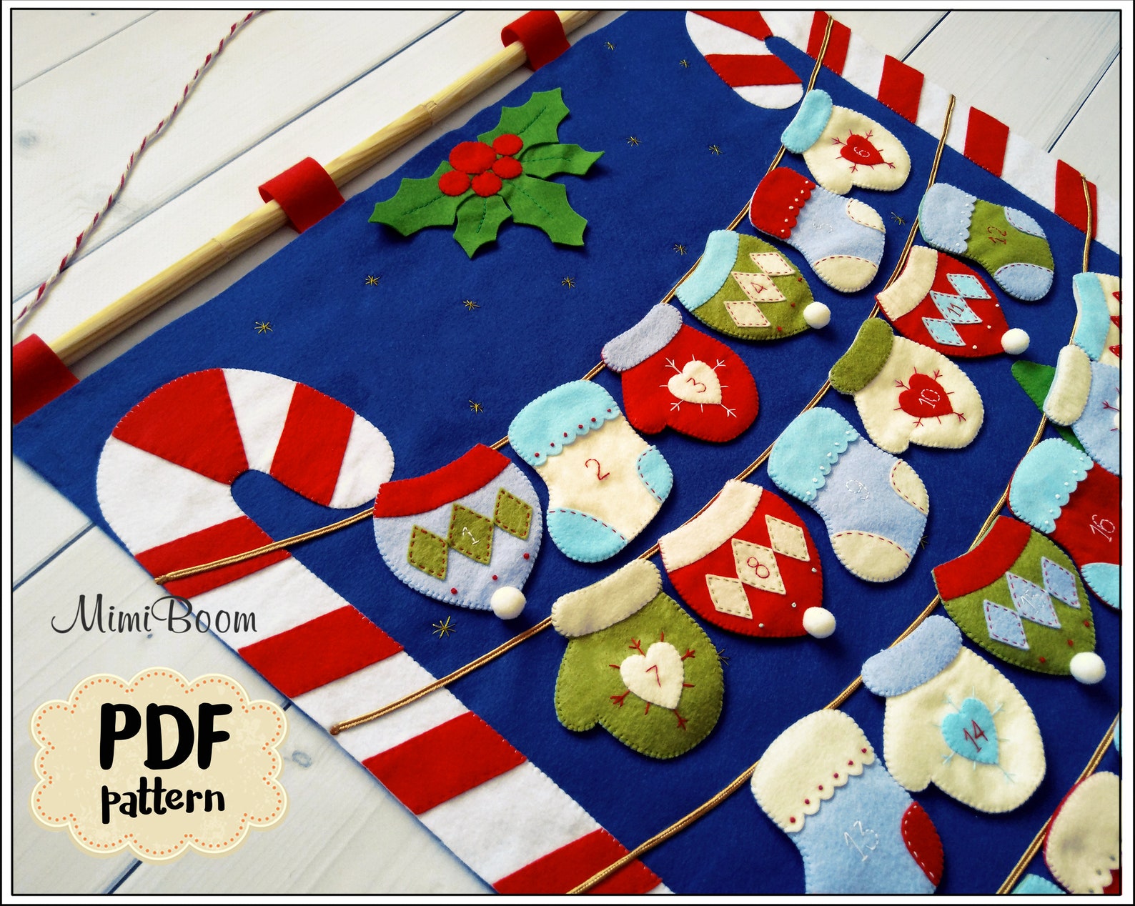 Felt Advent Calendar Pattern Christmas Calendar Pattern Etsy