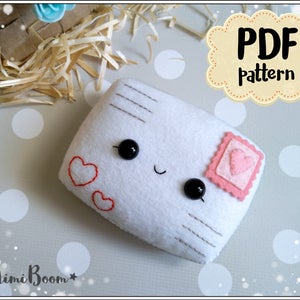 Patrón de carta de amor Patrón del día de San Valentín Patrón de fieltro de carta linda Patrón lindo de San Valentín adorno de fieltro Patrón de amor fieltro Día de San Valentín
