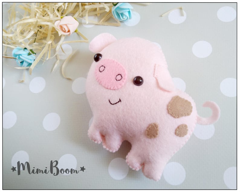 Felt pig pattern PDF tutoriall felt ornaments Pig sewing | Etsy