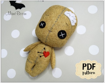 Cute Voodoo doll pattern Halloween pattern Voodoo doll felt Cute Halloween pattern PDF patterns DIY Halloween doll Felt ornaments pattern