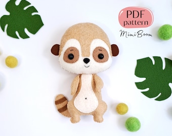 Padrão de feltro Suricato - Padrão de feltro Safari - Padrão de suricato PDF - Padrão de feltro Animais da selva - Padrão de animais africanos - Padrão de brinquedo de feltro