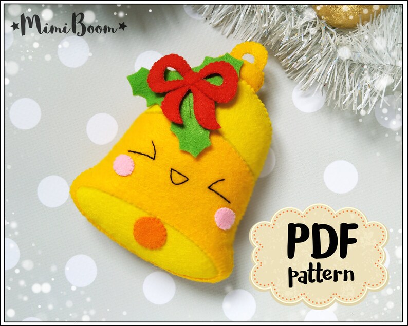 Christmas Bell Pattern Felt Ornament Christmas Bell PDF Etsy