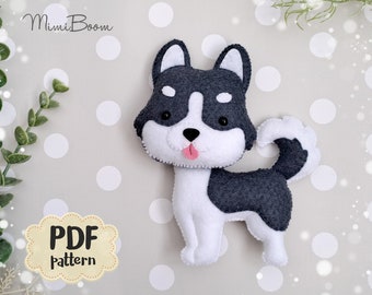 Siberian Husky pattern felt PDF Dogs ornament DIY easy sewing pattern Dogs crafts Animals tutorial Pet lovers Pets pattern Craft with kids