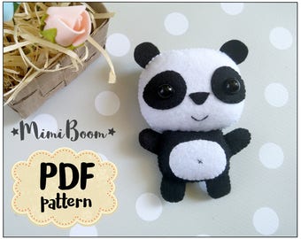 Felt panda pattern PDF tutorial panda plush sewing tutorial panda DIY felt ornament panda Sewing tutorial felt panda baby mobile diy