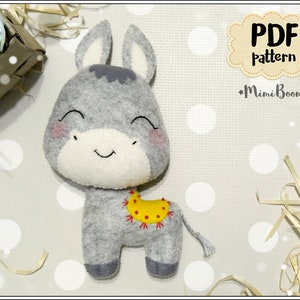 Felt pattern donkey Easy PDF pattern donkey Sewing pattern Animals pattern Cute donkey Plushies pattern DIY donkey ornament felt pattern