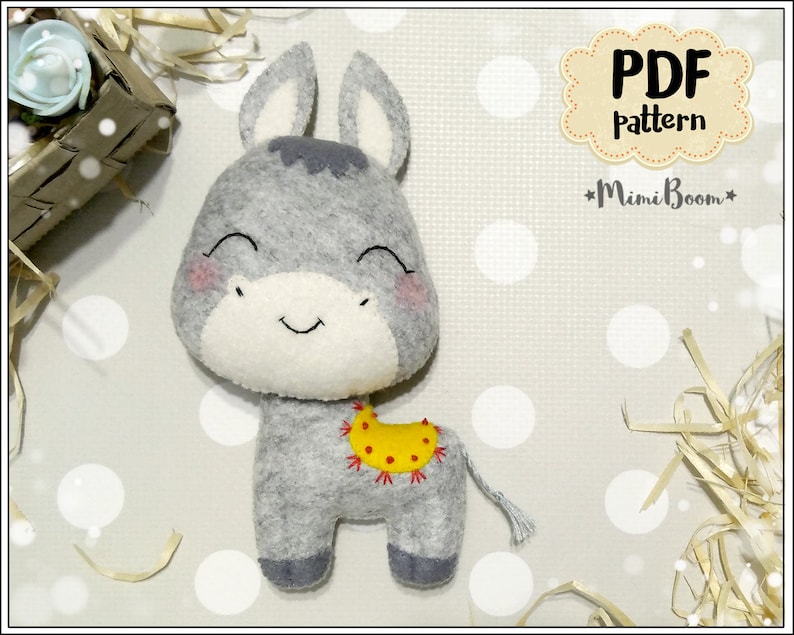 Yellow Donkey Pattern Felt Pattern Donkey Easy PDF Pattern Donkey Sewing Pattern Animals ...