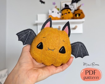 Padrão de feltro para Halloween Padrão de abóbora em feltro Padrões de costura Padrão de brinquedo de Halloween Padrão de abóbora em feltro PDF Padrão de pelúcia de Halloween