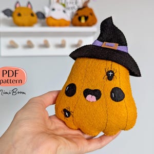 Felt pattern Halloween Pumpkin pattern felt Sewing patterns Halloween toy pattern Pumpkin felt pattern PDF Halloween plushie pattern