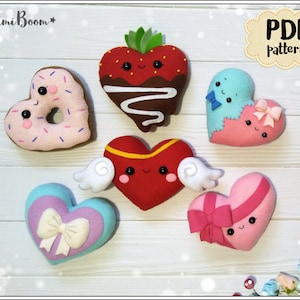 Valentines day Pattern Heart angel pattern PDF Valentines angel heart pattern felt ornament PDF Heart with wings pattern felt Valentines day